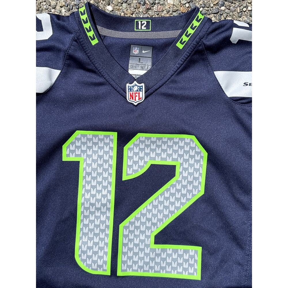 12th Fan Seahawks Nike On field NFL Jersey Youth Large official football Blue - Picture 2 of 6